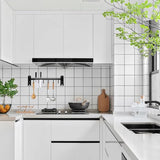 40 cm keukenhouder met 6 afneembare haken, aluminium messenhouder en potdekselhouder - keukenhulplijst - zwart