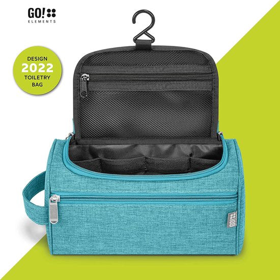 Slimme toilettas mannen toilettas om mannen & vrouwen op te hangen | cosmetische tas mannen vrouwen voor koffer & handbagage | toilettas reistas, Color:Turquoise