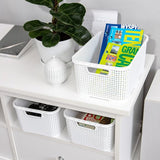 Opbergmand in Rotan Design 3 Stuks - Maat S (28,5 x 19,5 x 12,9 cm) - Mand 7 Liter - BPA-Vrije Organizer Bakjes - Organizers - Ook als Opbergmand Kinderkamer Speelgoed - Mandje - Mandjes Opbergen - Wit