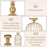 Vintage ontwerpen: the matte gouden oppervlak, de klassieke vorm van een metalen draadkooi en een kleine vogel aan de punt maken deze kooikaarsenhouder