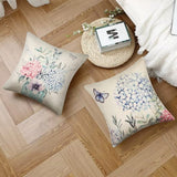 Outdoor kussensloop, waterdichte kussenslopen, 40 x 40 cm, bloemen kussenslopen, lente, vlinder, blauw, bloemen, kussensloop, patio, tuin, zomer, kussensloop, linnen, decoratief kussen, woondecoratie voor 4 stuks