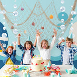 Vissersnet decoratie, natuurlijk visnet, feestdecoraties voor maritieme decoratie, zeemeermin piraten, feest, bruiloft, verjaardagsfeest, katoenen visnet met schelpen, blaas, slingers, beige