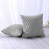 Decoratieve kussenslopen, 50 x 50 cm, corduroy, effen kleur, kussensloop, zachte pluche kussenhoes, set voor bank, auto, slaapkamer, thuis, sierkussenslopen (grijs, 50 x 50 cm)