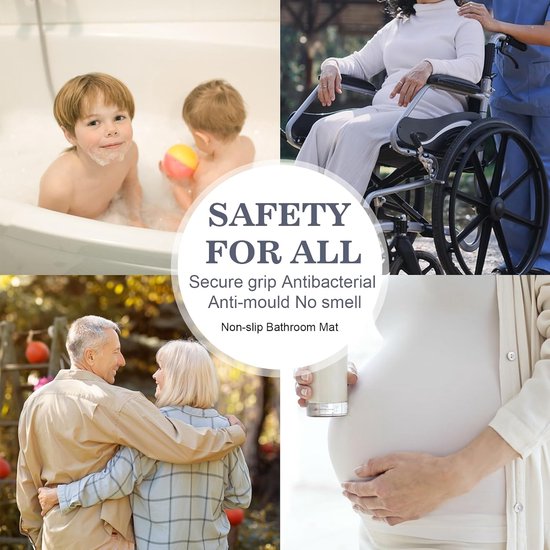 4-delige douchemat, antislip douchemat, premium douchemat, schimmelbestendig, antibacterieel, kan worden gemasseerd, in de machine wasbare badmat (kaki, 35 x 70 cm)