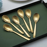 Gouden koffielepels, 6 stuks, roestvrij staal, titanium coating, vergulde theelepels, espressolepel, dessertlepel, theelepel, kleine mini-lepelset voor feestjes, vaatwasmachinebestendig