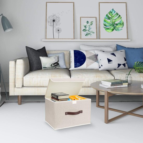 3 stuks opvouwbare opbergdozen met deksel, opbergdozen met deksel, dozen voor kleding, opbergdozen voor speelgoed, rek - beige