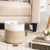 Gevlochten mand, gemaakt van katoen, voor het opbergen van speelgoed in de kinderkamer, opbergmand, decoratieve pot, mand voor de woonkamer, slaapkamer, 28 (D) x 28 (H) cm, natuurlijk.