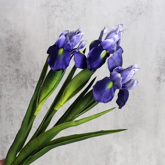 Pack of 3 Artificial Iris Flowers, Long Stems, Fake Artificial Flowers, Iris Decoration for DIY Flower Arrangements, Wedding Bouquet, Photo Props, Decoration, Home, Party, Table Decoration,