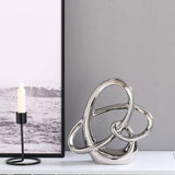 Modern zilver decor keramiek beeld - abstract huisaccent en tafelbeeldje voor woonkamer, slaapkamer, badkamer, kantoor, plank, schoorsteenmantel - bruiloft, eetkamerdecoratie