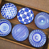 Dipschalen porselein, sausschaaltjes, tapas schalen set, dipschaaltjes, snackschalen en dipschalen, snackkommen set van 6, 9,8 cm, boho-snackbowl voor sushi, sojasaus, snacks, keramische schoteltjes