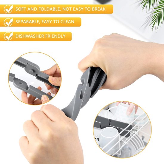 4 x siliconen pannenonderzetters, hittebestendige pannenonderzetters, opvouwbaar met ovenhandschoenen, pannenlap, hittebescherming, hete pannenlap, onderzetter voor potten, hete pannen schalen, zwart