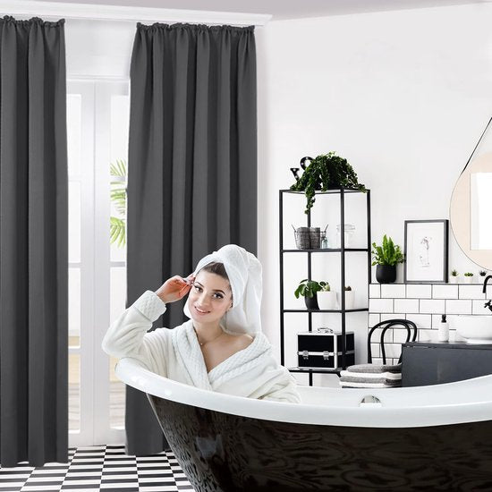 Verduisteringsgordijnen met thermische isolatie, plooiband, ondoorzichtig, donkergrijs, 175x140 Vertaling: Blackout gordijnen met thermische isolatie, plooiband, ondoorzichtig, donkergrijs, 175x140.