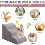 3 treden hondentrap voor kleine honden hondentrap voor bedbank 60cm hoge kattentrap voor oude katten spons huisdiertrap grijs