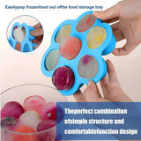 Siliconen babyvoedingcontainers 4-pack 7 compartimenten x 40 ml met 2 siliconenlepels voor eenvoudige zelfgemaakte voedselopslag BPA-vrij groen + blauw
