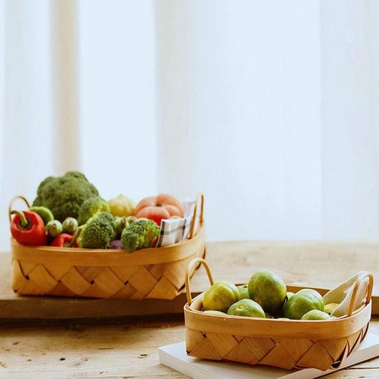 Opbergmand, set van 2 opbergmanden, gevlochten manden, broodvruchten opbergmand/opbergmand voor de keuken, speelgoedsnacks gebak afval sorteerdoos (groot en klein)