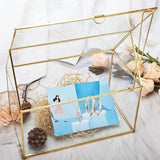 Glazen bruiloftskaartenbox, 25 cm, handgemaakte gouden terrarium, glazen doos voor bruiloften, recepties, tafeldecoratie, cadeau
