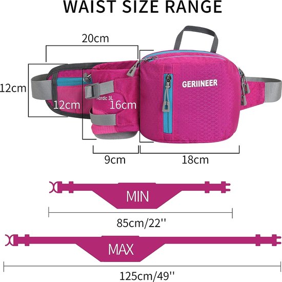 Waterdichte mutsen, mutsen met flessenhouder, voor dames in heren, verhaal voor prikkels, sport, hardlopen en alle buitenactiviteiten, luiken voor dames in heren, rose rood, 29cm*18cm*3.5cm