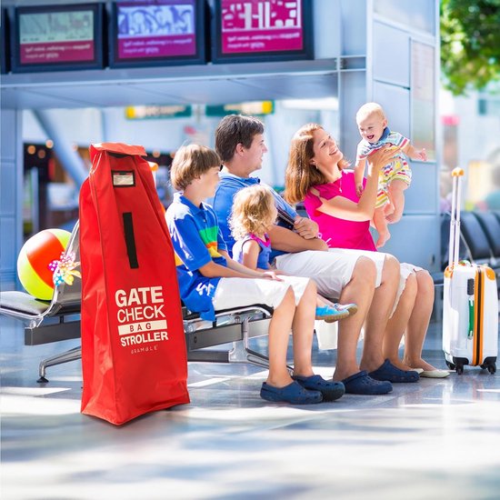 Transporttas kinderwagen (rood, klein) - reistas/beschermhoes vliegtuig - buggytas 120 x 37cm