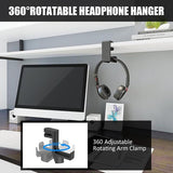 Koptelefoonstandaard Koptelefoonhouder met 360° draaibare en in hoogte verstelbare koptelefoonhouder Gaming-headsetstandaard met kabelklem voor alle Bluetooth-headset-koptelefoons Kinderen