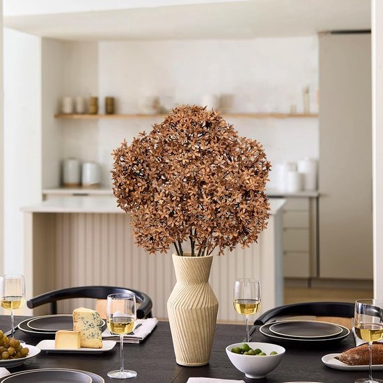 70 cm set van 3 kunstbloemen net als echte kunstkroonbloemen, Calotropis, Gigantea, lila sluierkruid, herfstkunstbloemen, decoratieve gypsophila voor bruiloft, feest, herfstdecoratie