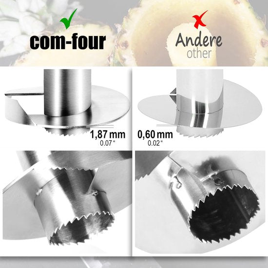 Ananassnijder 3-in-1 - ananasschiller van roestvrij staal, vaatwasmachinebestendig - ananas-ontpitter - ananaskern met scherp lemmet (01 stuks - ananassnijder)