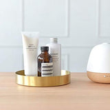 Ronde roestvrijstalen dienblad dienblad gouden sieraden en make-up organizer/kaarsplaat goud (14 cm)