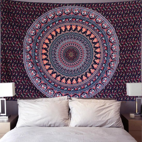 Mandala muurhangend Boheems Indiaas tapijt yoga hippie psychedelische decoratieve doek groot tafelkleed 210 x 150cm