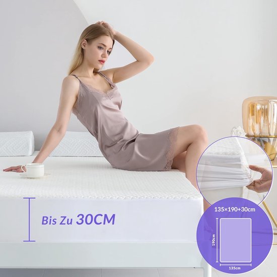 Matrasbeschermer waterdicht - 135 x 190 cm waterdichte matrashoes matrashoes ademende matrashoes matrasbescherming van bamboe matrassen beschermhoes