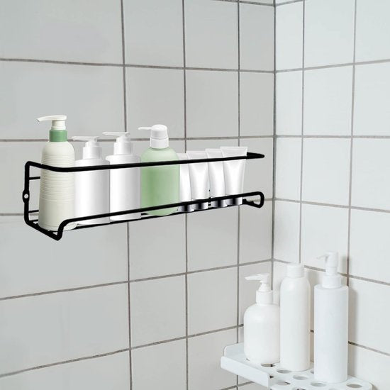 4 stuks keukenrek organizer, kruidenrek, metaal, kruidenrek, zonder boren, zelfklevende keukenkast om op te hangen, Sticky Spice Organizer 29 x 6 x 6,5 cm, zwart