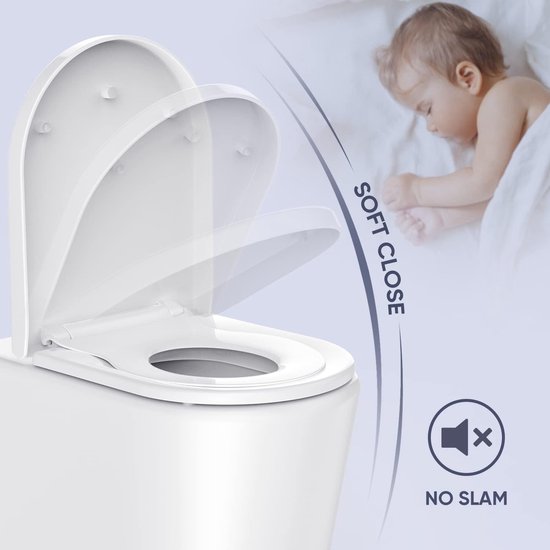 Family Toilet Seat with Removable Child Seat, Soft Close Mechanism, Adjustable Hinge, Quick Release Funcktion/D/U-Shape PP Children and Adults Toilet Seat