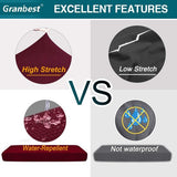 Waterdichte hoes voor bankzitkussen, hoge stretch jacquard zitkussenbeschermer, bankzithoes voor bank (4-zits, wijnrood)