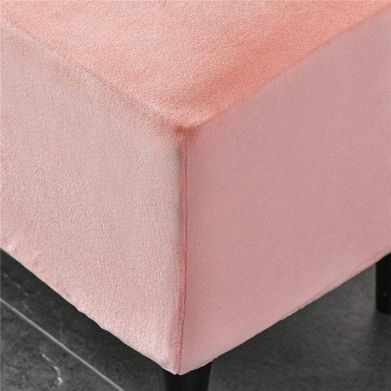 Ottomaanse hoes voor krukhoes - fluwelen kruk voor voetenbank, rechthoekig, stretch overtrek, poef, beschermer, wasbare stoelhoes - Roze, 1 stuk