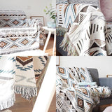 Deken, bankdeken met kwast, bankovertrek, gebreide knuffeldeken, bedworp, Azteekse etnische stijl, deken, voor thuis, kantoor, reizen, tenten (geometrisch patroon, 180 x 230 cm)