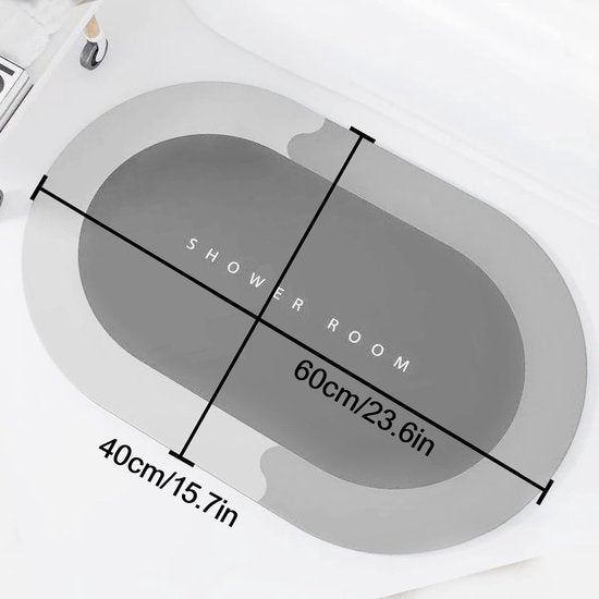 Super absorberende vloermat, 40 x 60 cm, antislip, sneldrogende badkamermatten, rubberen vloeren voor thuis, gemakkelijk te reinigen, badmat voor badkuip, wastafel (grijs)