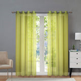 Groene voile gordijnen lijn 140x245cm set van 2, transparante ogen gordijnen met gordijnhouder