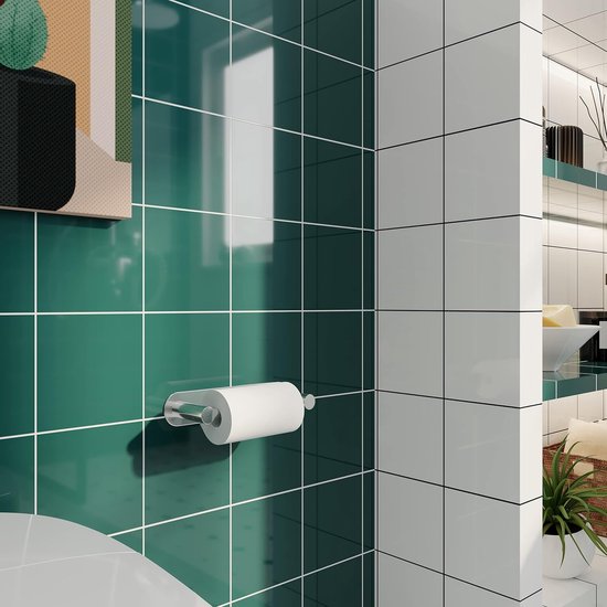 Toiletrolhouder zonder boren, toilet roestvrijstalen toiletrolhouder, zelfklevend voor keuken en badkamer, toiletpapier, draaibare toiletrolhouder met dubbele paal (verchroomd)