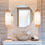 Spiegel rond, 40 x 40 cm, ronde spiegel met schroeven en hanger, ronde badkamerspiegel, om op te hangen, wandspiegel, rond, voor badkamer, slaapkamer, woonkamer, hal, decoratie, wit