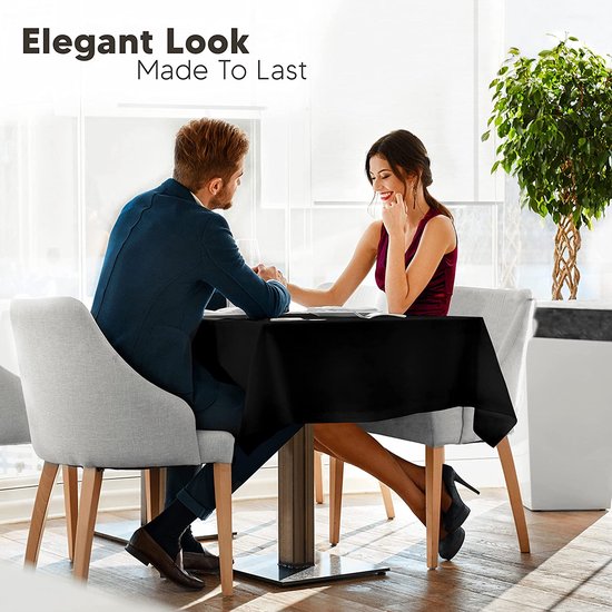 Polyester tafelkleed - 60 x 84 inch (152 x 214 cm) tafelkleed - wasbaar in de machine - ideaal voor feesten, evenementen, bruiloften en restaurants (set van 2, zwart)