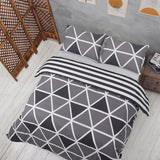 beddengoed 200x200 3-delig grijs - Oeko-TEX 80% katoen & 20% polyester, 1x dekbedovertrek met ritssluiting + 2x kussensloop 50x80 met envelopsluiting, streepmodel