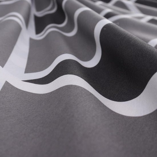 Beddengoed 140x200 2-delig grijs - Oeko-TEX 80% katoen en 20% polyester, 1x dekbedovertrek met ritssluiting + 1x kussensloop 65x65 met envelopsluiting, streepmodel.