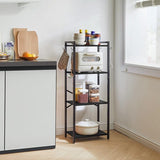 Boekenrek, 4 verdiepingen opbergrek, plantenrek, opbergrek met stalen frame, voor woonkamer, kantoor, werkkamer, hal, industriële stijl, zwart