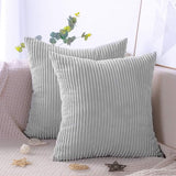Decoratieve kussenslopen, 50 x 50 cm, corduroy, effen kleur, kussensloop, zachte pluche kussenhoes, set voor bank, auto, slaapkamer, thuis, sierkussenslopen (grijs, 50 x 50 cm)