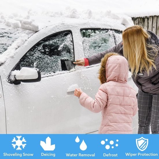 IJskrabber voor de auto, 2 stuks, met comfortabele zachte grip, professionele duurzame sneeuwschep voor autoruiten, vorst en ijs