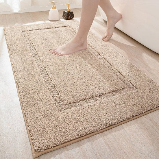 Badkamertapijt 60 x 110 cm, badmat antislip wasbare zachte badmat, microvezel absorberende badmat, badmatten voor badkuip, doucheruimte en badkamer - beige