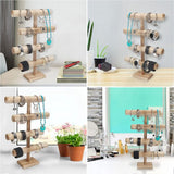 4 niveaus sieradenstandaard, houten kettingen, opbergen, sieradenorganizer, 48 cm hoog, sieradenboom voor kettingen, armbanden, horloges, scrunchies en armbanden, T-bar, nachtkastorganizer,