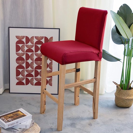 Stoelhoezen, Set van 4, Stretch barkrukhoezen, afneembaar, wasbaar, Stoelbeschermers, barkrukken, Stoelhoezen Voor Bar Café Bar (rood, 4 stuks)