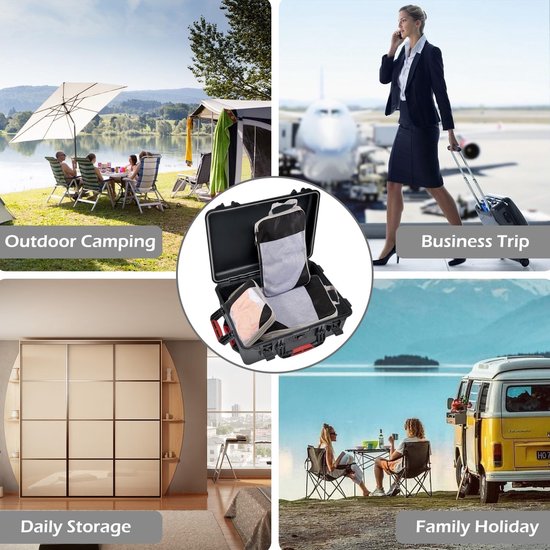 Kofferorganizer Packing Cubes Compressie Kofferorganizer Set Waterdichte kofferorganizer Verpakkingstassen voor koffers Reisbenodigdheden Uitbreidbare reispakketorganizer voor handbagage, Zwart,