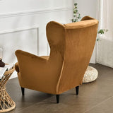 2-delige set oorfauteuils, fauteuil-overtrek, fauteuil-overtrek, stoelhoes, effen, fluweel, hoes, stoelhoes, strandmon, tijger, stoelhoes met armleuning, hoge rugleuning (camel)