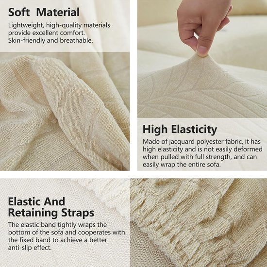 Bankhoes, hoekbank, L-vorm, waterdicht, stretch, universele bankovertrek voor 1/2/3/4-zits, L-vorm, hoekbank vereist twee, 4-zits, beige
