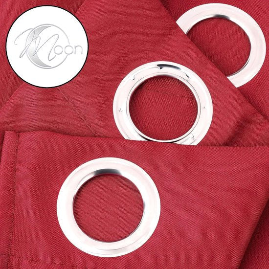 Set van 2 70% ondoorzichtige oogjesgordijn Hoogte 245 cm Breedte 140 cm Verduisterend met 8 oogjes (rood)